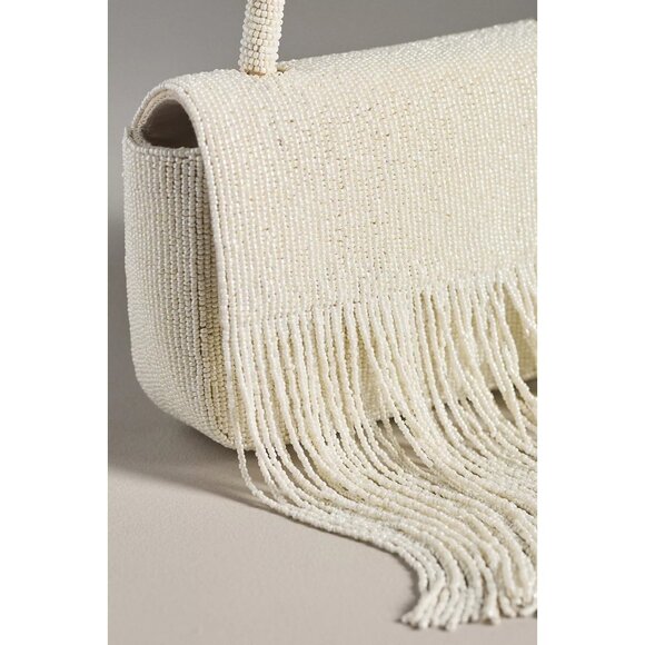 Anthropologie Beaded Fringe Bag White Wedding - Picture 2 of 3